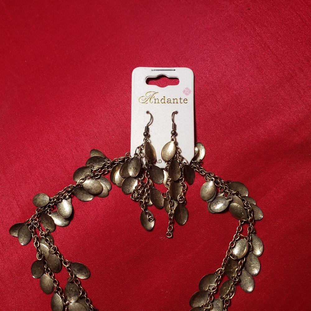 Gold mini spoon necklace with matching earrings